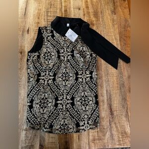 Eva Mendes NY and Company Black and Gold Gatsby sequins Women's Top blouse